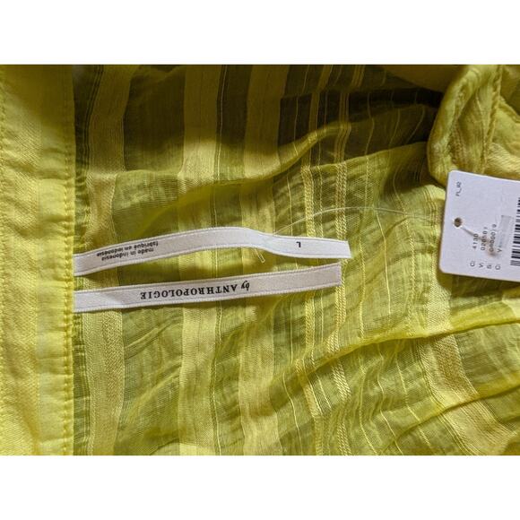 NWT By Anthropologie Long-Sleeve Zip-Front Oversize Mini Dress Sz L Yellow ND470 - Picture 8 of 10